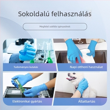 Egyszer használatos nitril kesztyűk, megvastított kivitelben, kopásálló, vágásálló, sav- és bázisálló, építkezési területekre