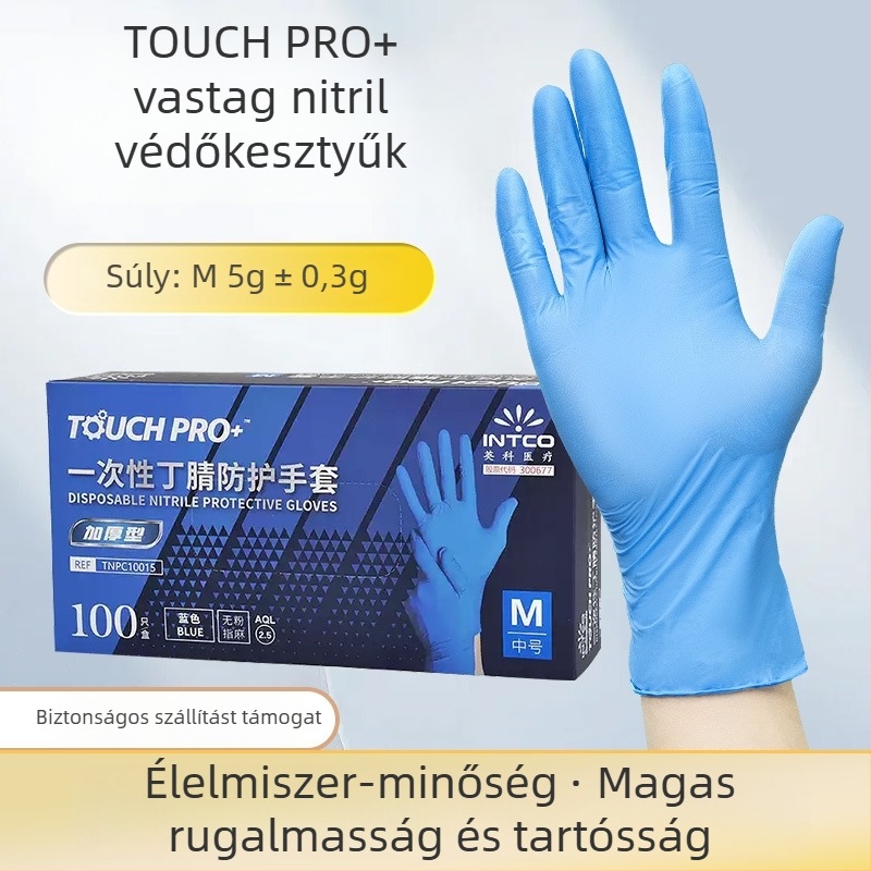 Egyszer használatos nitril kesztyűk, megvastított kivitelben, kopásálló, vágásálló, sav- és bázisálló, építkezési területekre