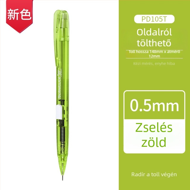 Oldalsó nyomású iskolai mechanikus ceruza – műanyag héj, Pentel/Patong