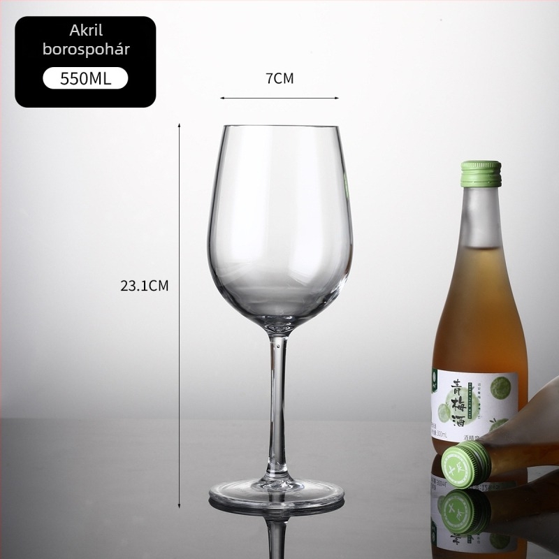 Polikarbonát borospohár, leesésálló, modern minimalist goblet egyedi logóval, 301-400 ml kapacitás, pezsgőhöz, tej-teához és gyümölcsléhez