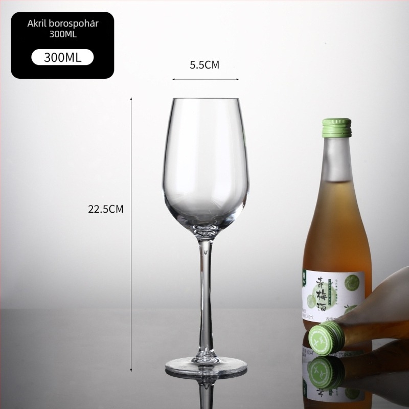 Polikarbonát borospohár, leesésálló, modern minimalist goblet egyedi logóval, 301-400 ml kapacitás, pezsgőhöz, tej-teához és gyümölcsléhez