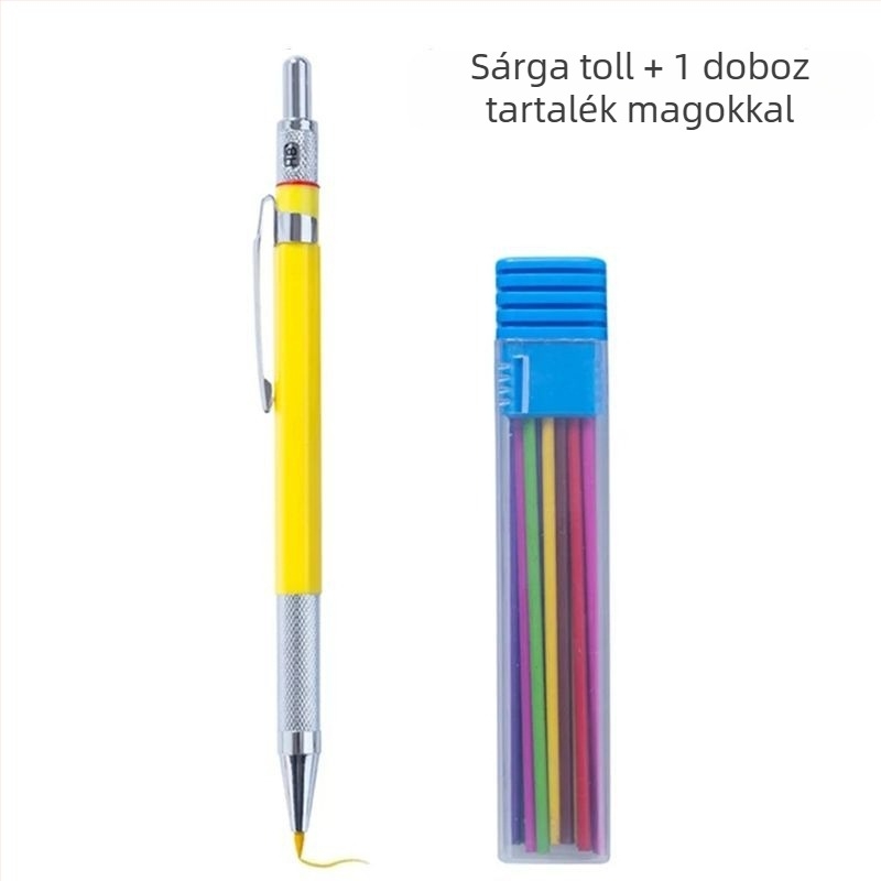 Unique fémhéjú mechanikus ceruza rögzített mechanizmussal, grafitmaggal íráshoz és rajzoláshoz