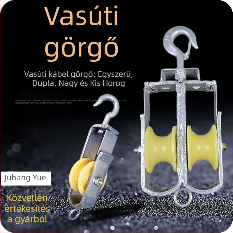 Vasúti nylon kiáramló görgő, típus horog-görgő, zárt optikai kabelcsatorna, készülék tápegység-kábelhez és PE csőhöz