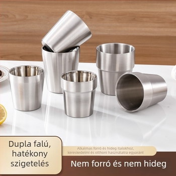 304 rozsdamentes acél kemping sörös bögre, egyfalú, matt felület, 401-500 ml, arany színű