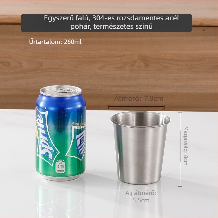 304 rozsdamentes acél kemping sörös bögre, egyfalú, matt felület, 401-500 ml, arany színű