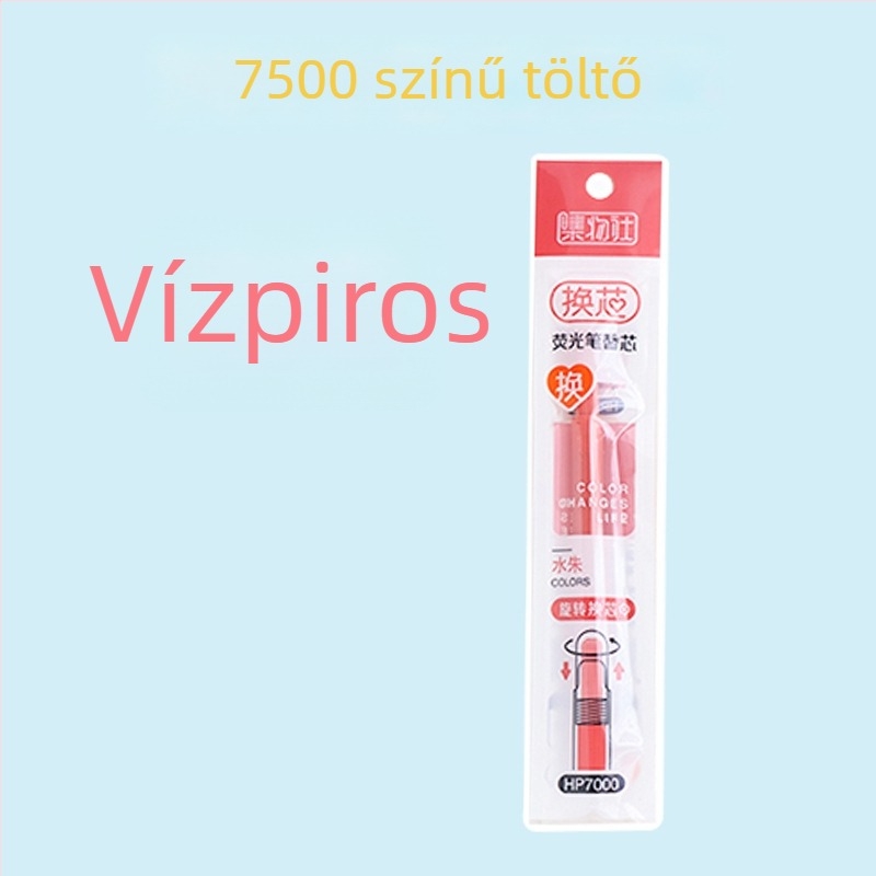 Fluoreszkáló marker toll cserélhető patronnal és puha heggyel (Model HP7500; Műanyag héj; 6 db kis dobozban; Cserélhető patron; Puha hegy)