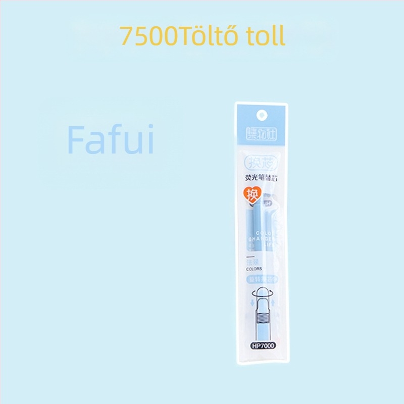 Fluoreszkáló marker toll cserélhető patronnal és puha heggyel (Model HP7500; Műanyag héj; 6 db kis dobozban; Cserélhető patron; Puha hegy)