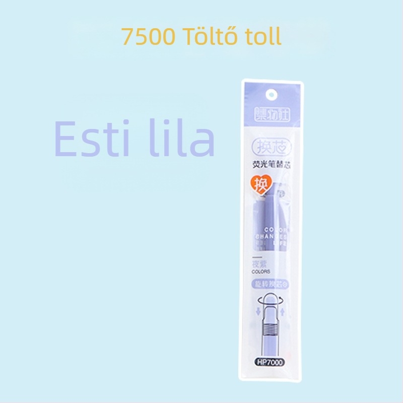Fluoreszkáló marker toll cserélhető patronnal és puha heggyel (Model HP7500; Műanyag héj; 6 db kis dobozban; Cserélhető patron; Puha hegy)