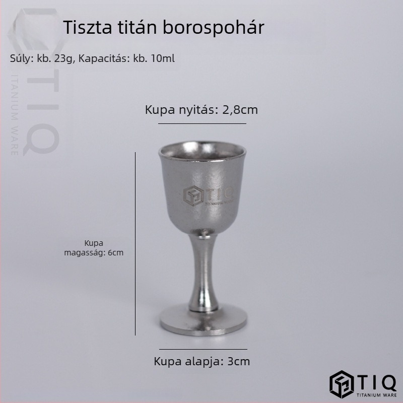 Titánból készült borosüveg – nagy kapacitású, egyenes hengeres forma, zárt, hordozható kültéren és otthoni használatra