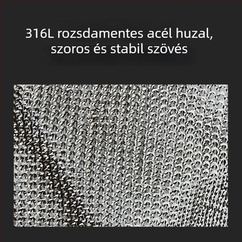 Vágásbiztos kesztyűk, 9. szint, ötujjú 316L rozsdamentes acéldrót kesztyűk munka közben