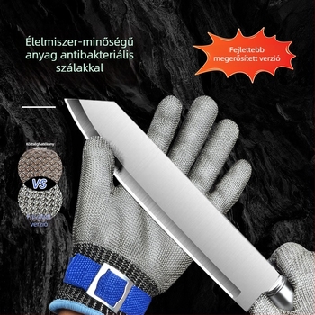 Vágásbiztos kesztyűk, 9. szint, ötujjú 316L rozsdamentes acéldrót kesztyűk munka közben