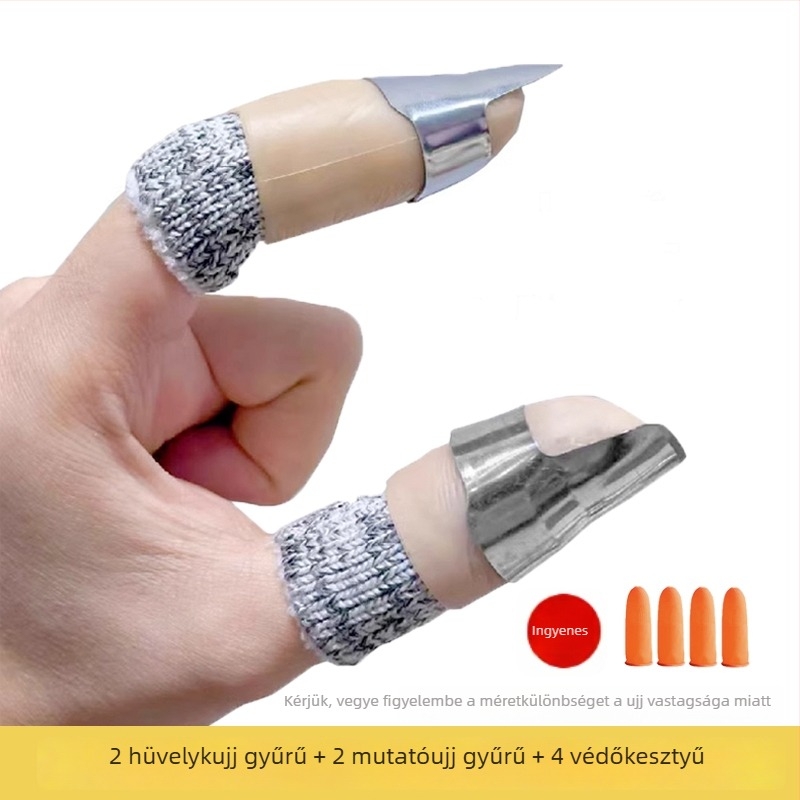 Nemes acél ujjvédő – Többfunkciós körömolló és ujjtakaró készlet babszedéshez és zöldségek hámozásához