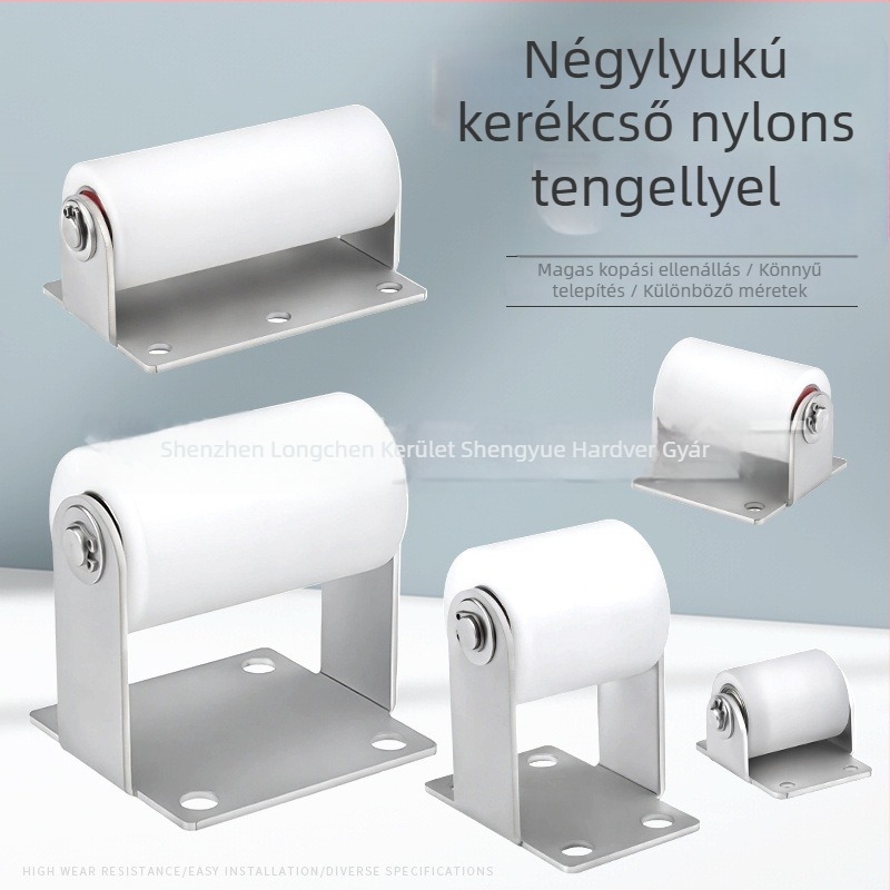 Rozsdamentes acél tartó 201/304 nylon görgővel csúszóajtókhoz; univerzális ipari polcrögzítő és pozicionáló görgő, Shengyue