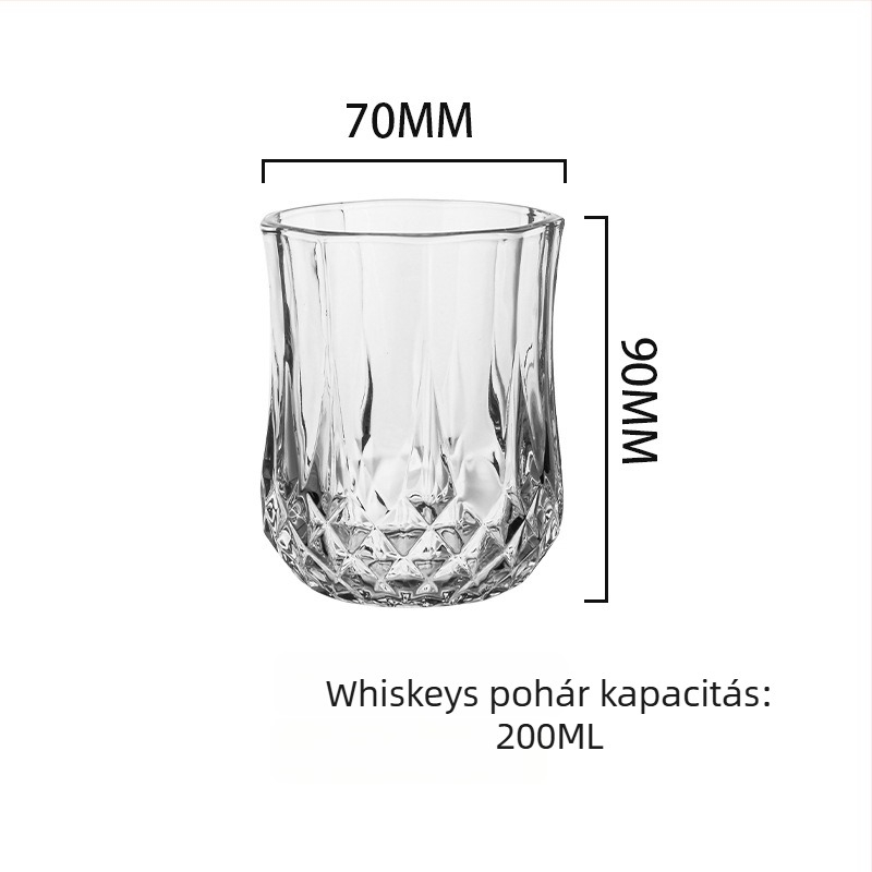 Whiskey pohár készlet kristályüvegből - modern minimalista stílus; kapacitás 301-400 ml; több mint 10 darab; logó nyomtatás lehetséges