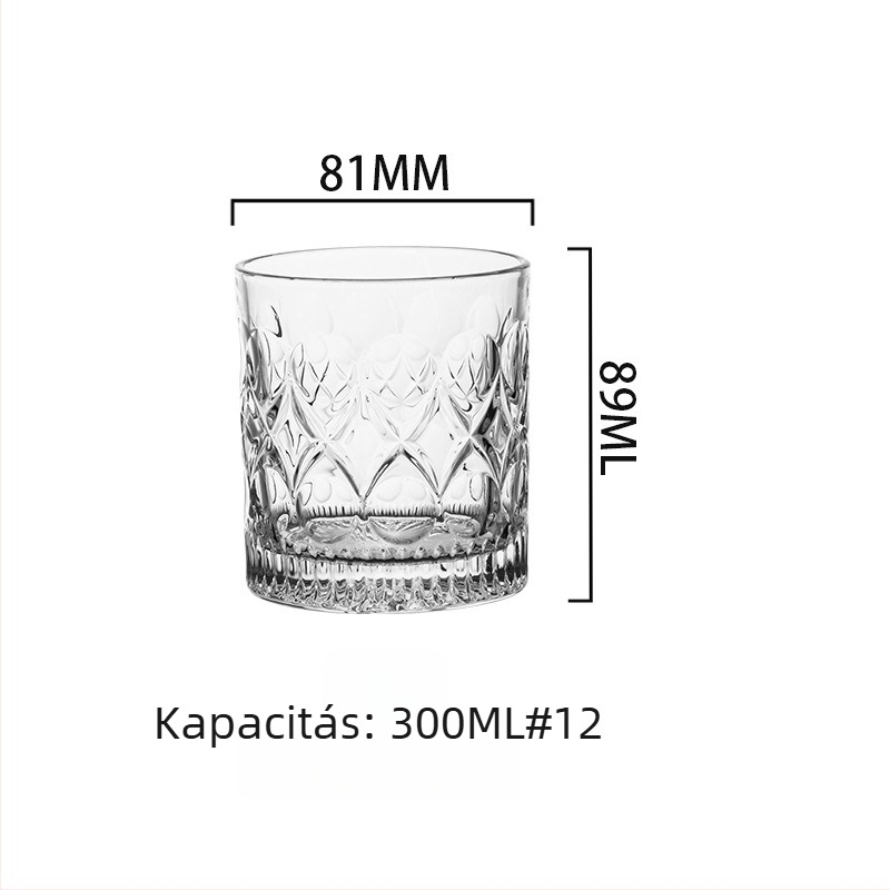 Whiskey pohár készlet kristályüvegből - modern minimalista stílus; kapacitás 301-400 ml; több mint 10 darab; logó nyomtatás lehetséges
