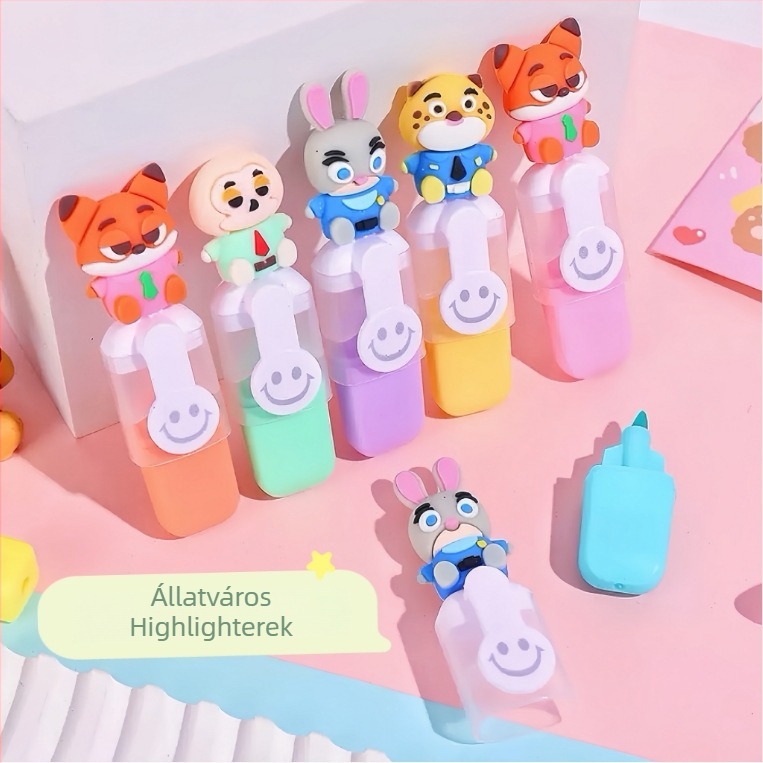 AL 6-darabos fluoreszkáló tollkészlet, műanyag burkolat, PVC zacskóban csomagolva, nem törölhető, Hunter Demon Girl Group modell