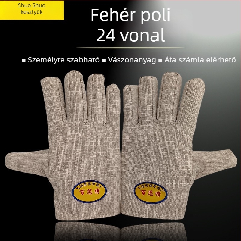 Vászon kesztyűk hegesztéshez, teljes bélés, dupla réteg, megerősített kivitel munkahelyi és építkezési használatra