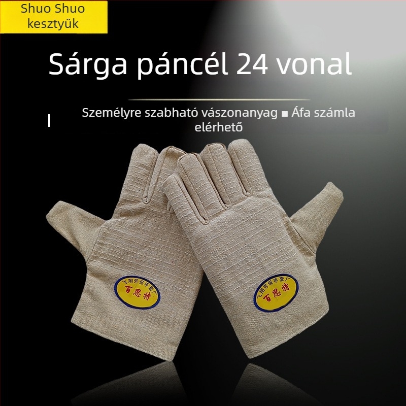 Vászon kesztyűk hegesztéshez, teljes bélés, dupla réteg, megerősített kivitel munkahelyi és építkezési használatra