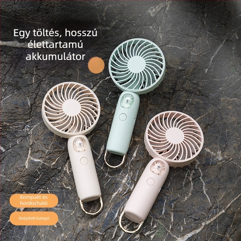 Bab alakú kézi ventilátor, USB-töltéses, csendes, hordozható kültéri hűtéshez