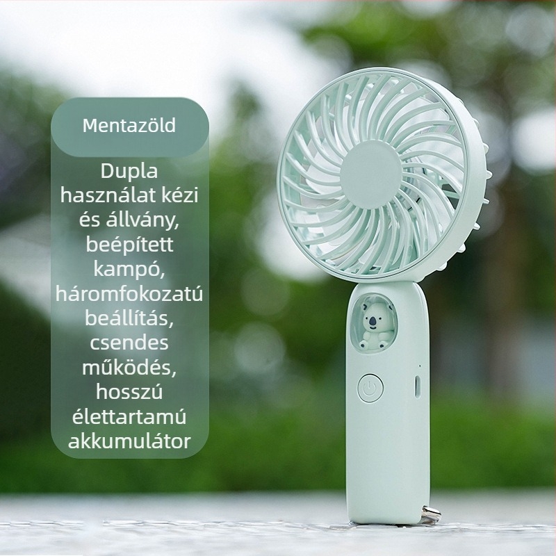 Bab alakú kézi ventilátor, USB-töltéses, csendes, hordozható kültéri hűtéshez