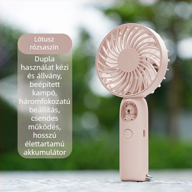 Bab alakú kézi ventilátor, USB-töltéses, csendes, hordozható kültéri hűtéshez