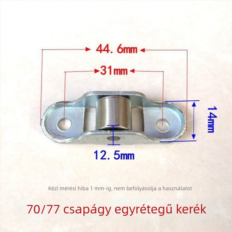 Műanyag-vasal ajtó alsó görgőkészlet üvegcsúsztatós ablakokhoz - falvastagság 1 mm, külső átmérő 1 mm, tengelyátmérő 1 mm, kötélbarázda sugar 1 mm