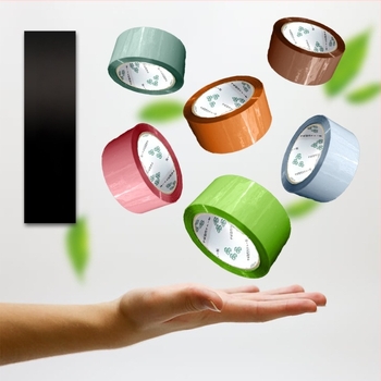 Csomagoló szalag - Magas viszkozitás, erős szilárdság - Alapanyag: BOPP film; Ragasztó: víz alapú nyomásérzékeny ragasztó; Alkalmazás: zárás és csomagolás