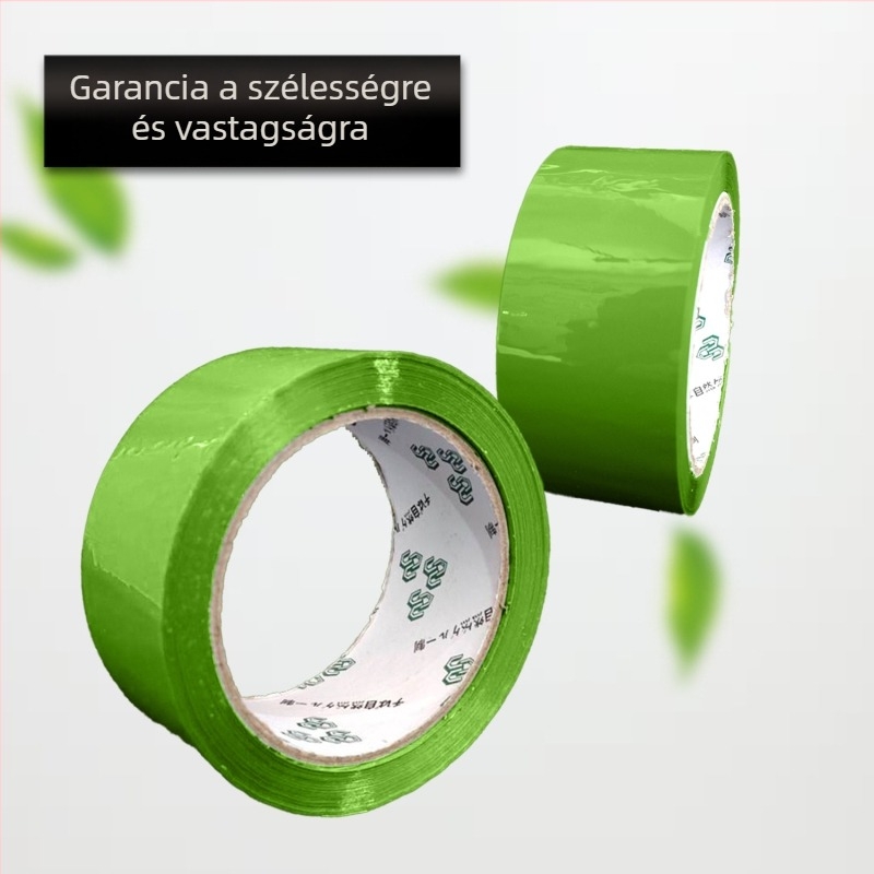 Csomagoló szalag - Magas viszkozitás, erős szilárdság - Alapanyag: BOPP film; Ragasztó: víz alapú nyomásérzékeny ragasztó; Alkalmazás: zárás és csomagolás