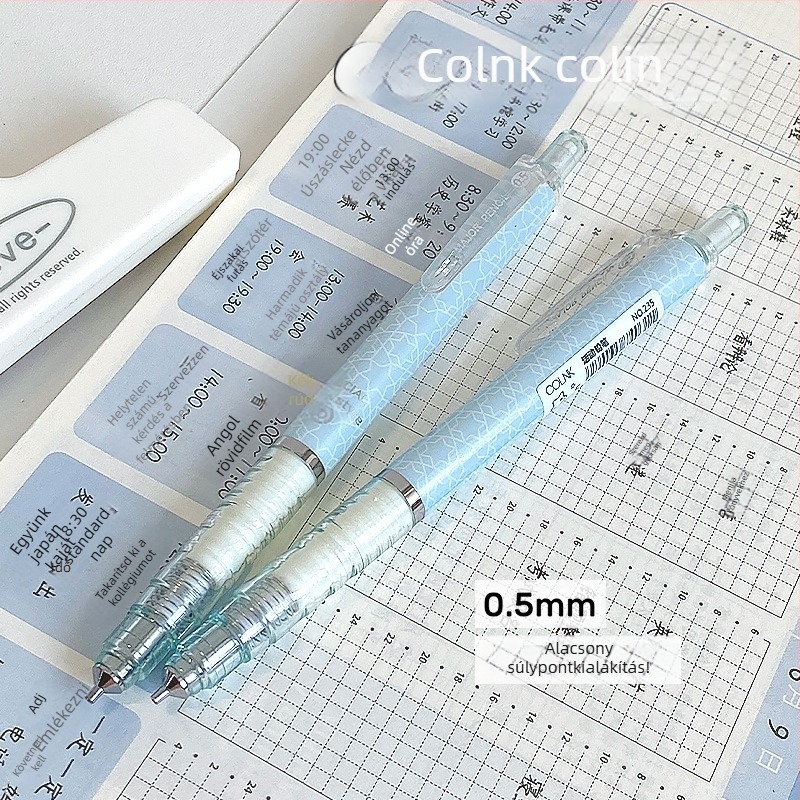Colin alacsony súlypontú mechanikus ceruza 0.5 mm általános iskolásoknak, grafit törésálló Morandi színek
