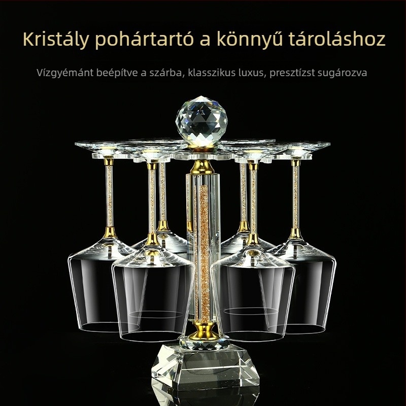 Aranyozott díszítésű kristály Burgundi borospohár és decantáló készlet, otthoni használatra, fedéllel