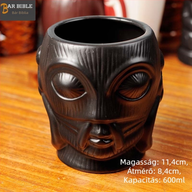 TIKI kerámia koponya koktél pohár, modern minimál stílusú dizájn, 200 g