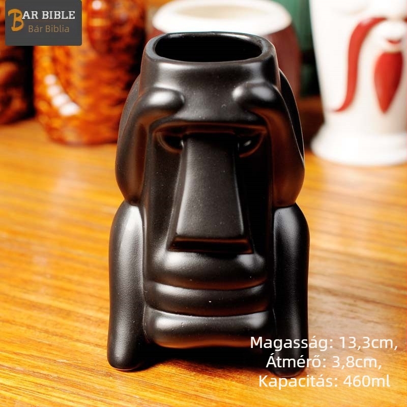 TIKI kerámia koponya koktél pohár, modern minimál stílusú dizájn, 200 g