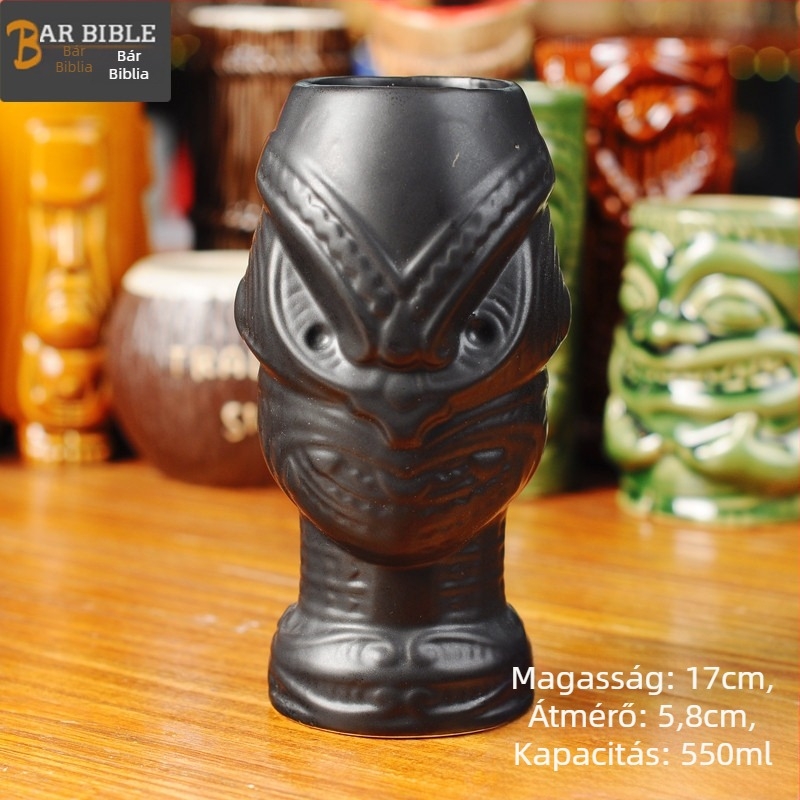 TIKI kerámia koponya koktél pohár, modern minimál stílusú dizájn, 200 g