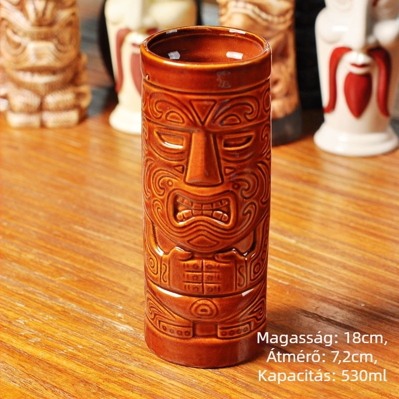 TIKI kerámia koponya koktél pohár, modern minimál stílusú dizájn, 200 g