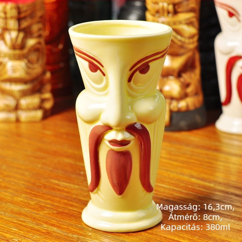 TIKI kerámia koponya koktél pohár, modern minimál stílusú dizájn, 200 g