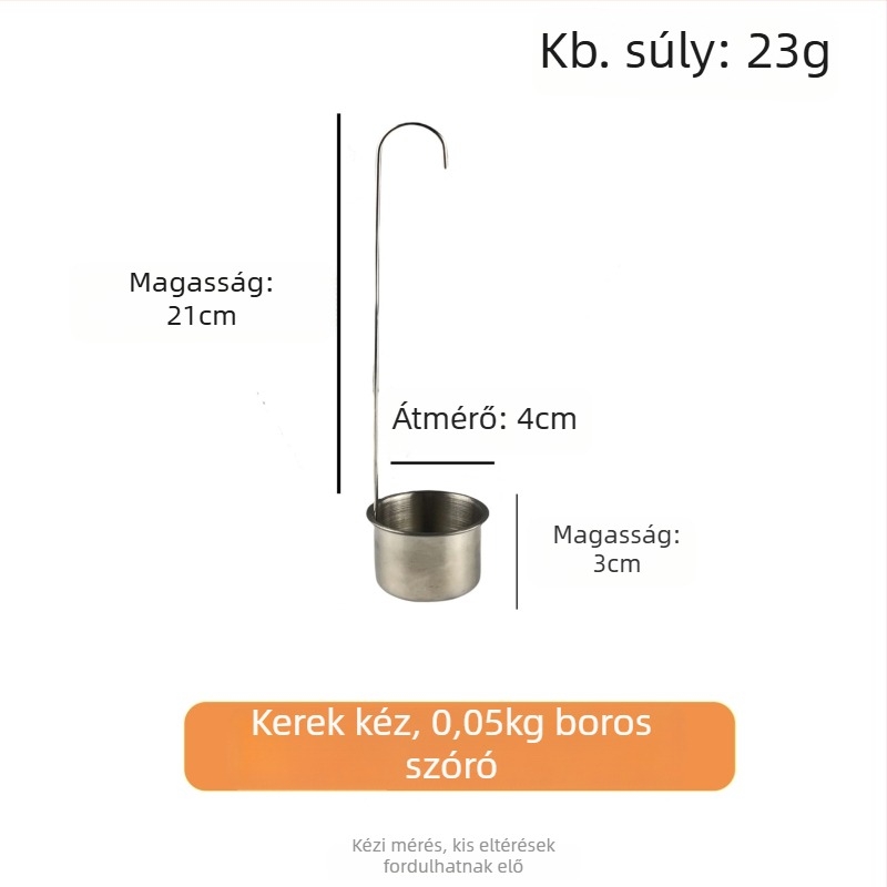 Ren yilai rozsdamentes acél bormérőkanál kerek fogantyúval és kampóval, kínai stílus, prémium minőség, 0,2 kg