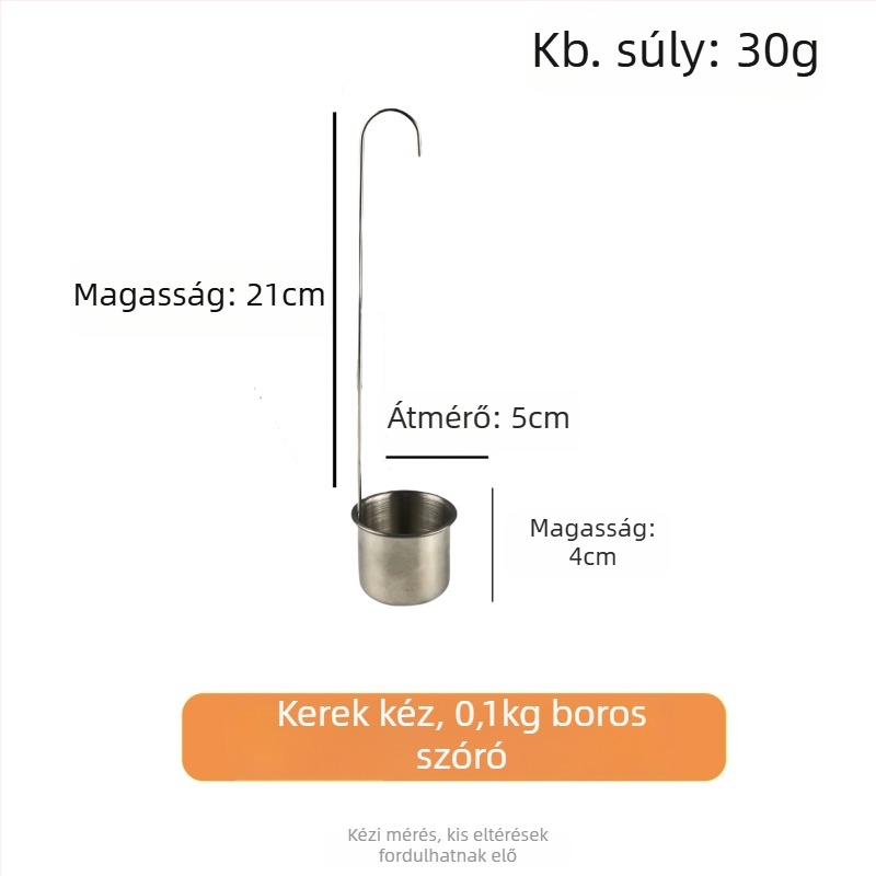 Ren yilai rozsdamentes acél bormérőkanál kerek fogantyúval és kampóval, kínai stílus, prémium minőség, 0,2 kg