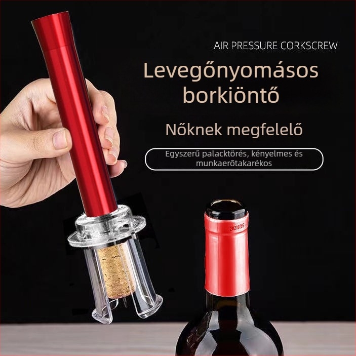 Légnyomásos bornyitó, automata működésű, rozsdamentes acélból, kreatív dizájn