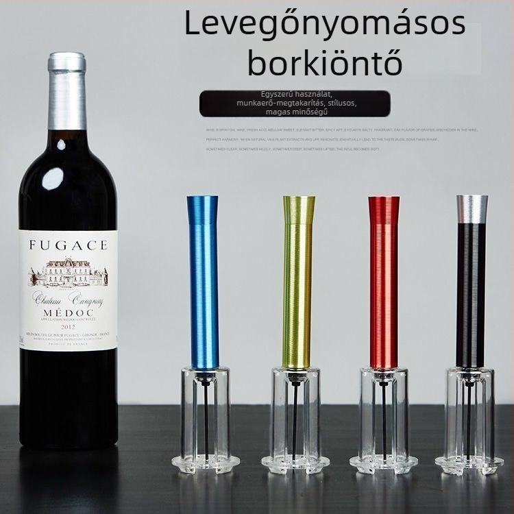 Légnyomásos bornyitó, automata működésű, rozsdamentes acélból, kreatív dizájn