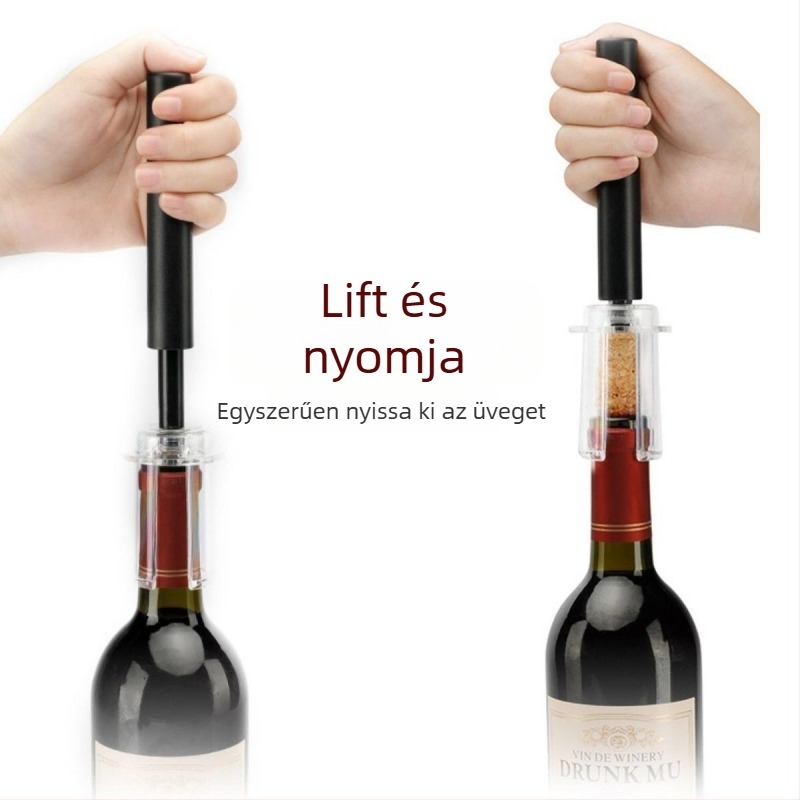 Légnyomásos bornyitó, automata működésű, rozsdamentes acélból, kreatív dizájn