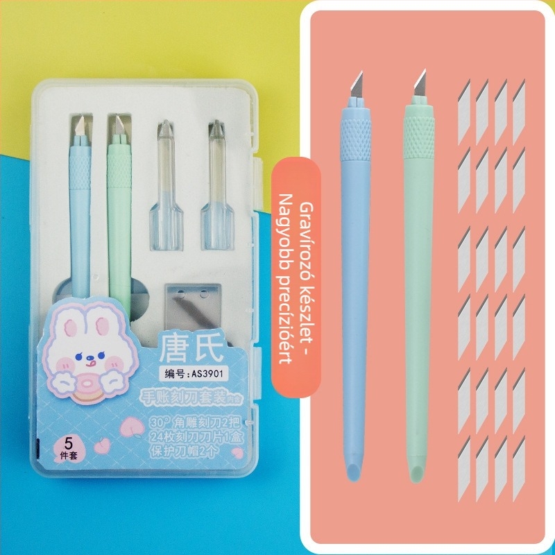 Vágóeszközök készlet gravírozó késsel és PVC alapú vágófelülettel — Vágó kés, PVC alap, Nettó tömeg 0.15