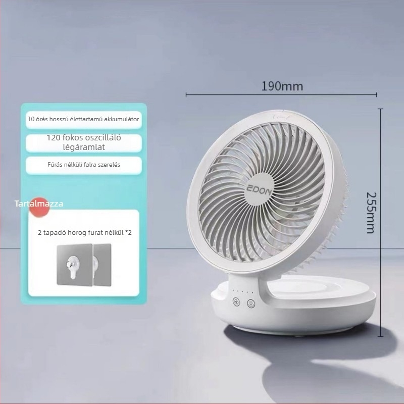 Eden USB töltésű vezeték nélküli falra szerelt mini ventilátor, összecsukható, beépített akkumulátor, brushless motor, 3 sebesség, távirányító
