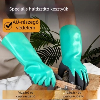 Halak feldolgozására és vízi munkákhoz tervezett kesztyűk, hosszú ujjak, gumírozott bőr, vízálló, csúszásmentes, kopásálló, vágás- és átszúrásálló, vastagodott változat | Márka: Other; Súly: 1; Használat: Vegye fel a kapcsolatot az ügyfélszolgálattal