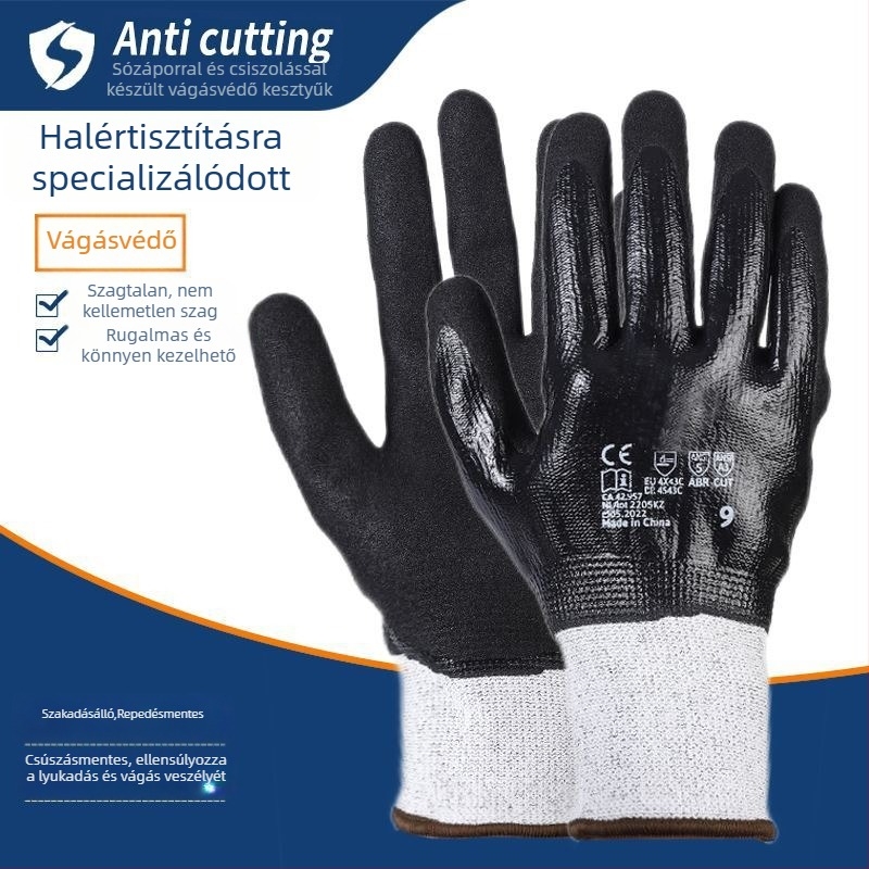Halak feldolgozására és vízi munkákhoz tervezett kesztyűk, hosszú ujjak, gumírozott bőr, vízálló, csúszásmentes, kopásálló, vágás- és átszúrásálló, vastagodott változat | Márka: Other; Súly: 1; Használat: Vegye fel a kapcsolatot az ügyfélszolgálattal