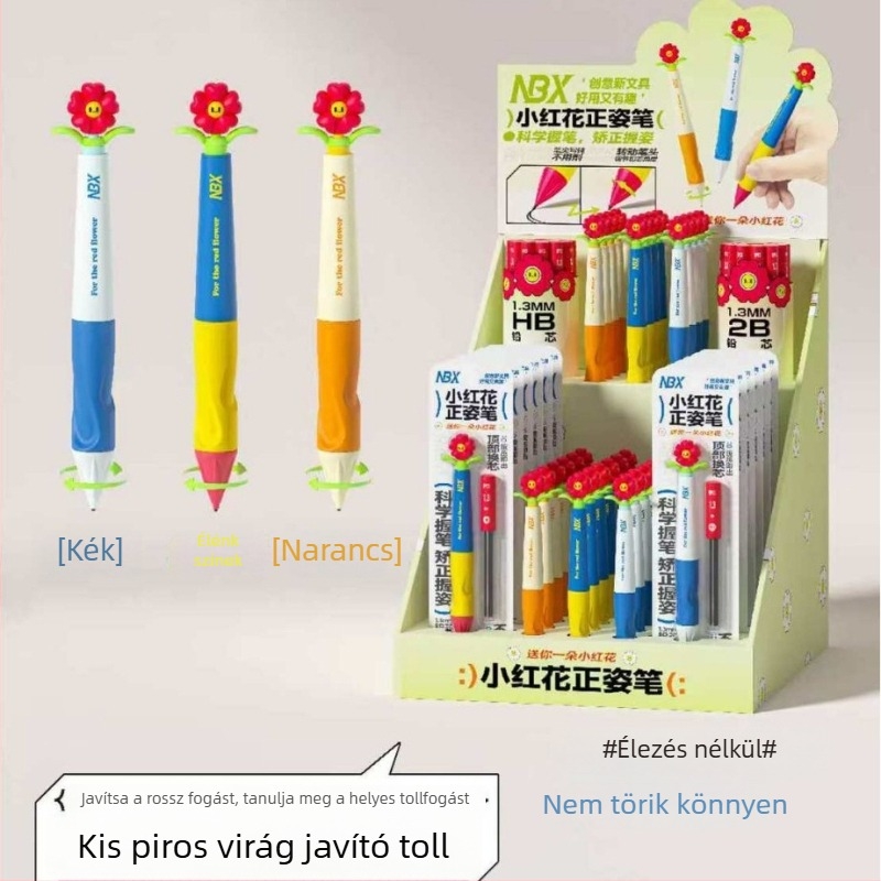 Mechanikus ceruza 1,3 mm grafittal, automatikus előrehaladás, hegyezés nélkül, tartós grafit, testtartás-korrekciós kialakítás