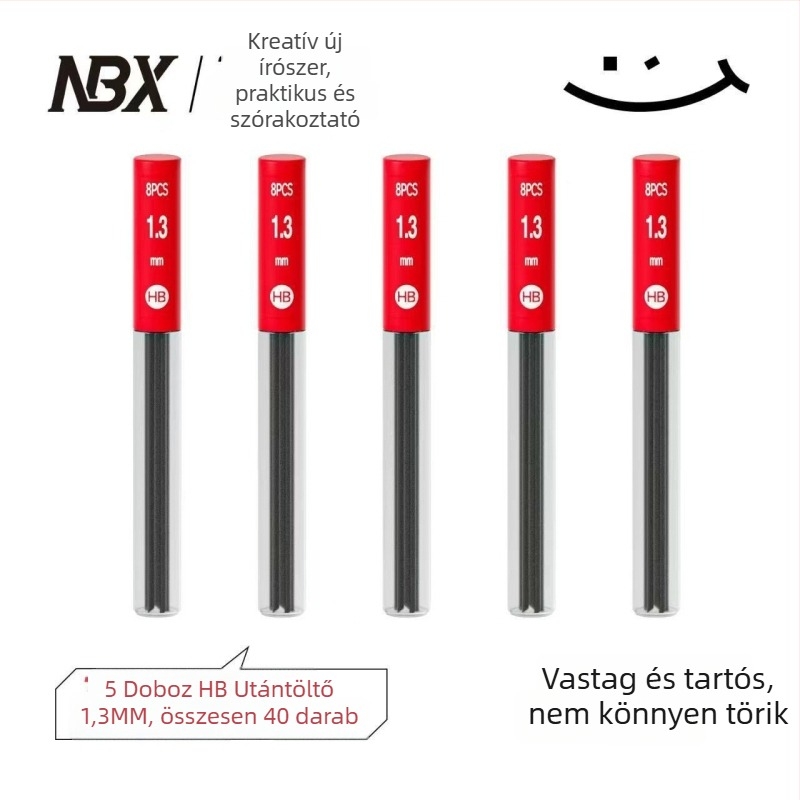 Mechanikus ceruza 1,3 mm grafittal, automatikus előrehaladás, hegyezés nélkül, tartós grafit, testtartás-korrekciós kialakítás