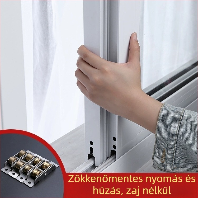 Csúszóajtó görgő rozsdamentes acél testtel és réz kerékkel, falvastagság 1,8 mm, modell Plastic steel door and window pulleys