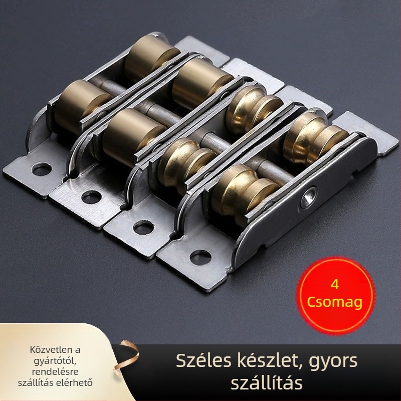 Csúszóajtó görgő rozsdamentes acél testtel és réz kerékkel, falvastagság 1,8 mm, modell Plastic steel door and window pulleys