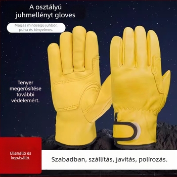 Hegesztő kesztyűk báránybőrből, szigeteltek, Velcro-zárású, ívhegesztéshez