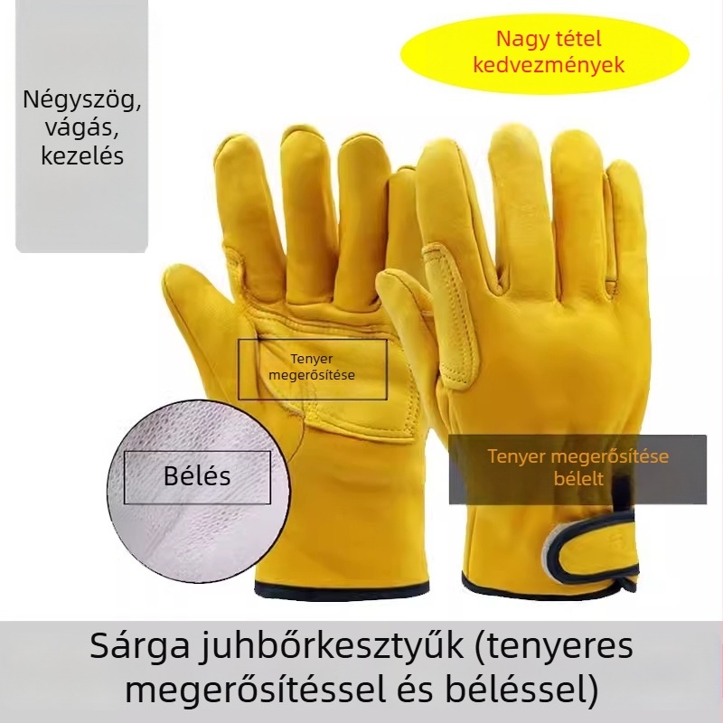 Hegesztő kesztyűk báránybőrből, szigeteltek, Velcro-zárású, ívhegesztéshez